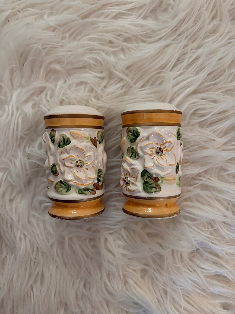 Vintage K&K Floral Ceramic Salt and Pepper Shakers